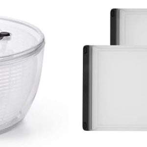 OXO Good Grips Salad Spinner (6.22 Qt.) and 2-Piece Plastic Cutting Board Set