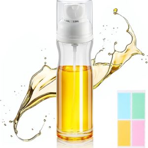 Oil Bottle Sprayers,200ml Olive Oil Adjustable Sprayer for Cooking Air Fryer,Oil Dispenser Bottle with Stickers,Vinegar Spray Mister for Kitchen Salad Grilling