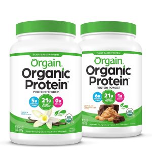 Orgain Organic Vegan Protein Powder, Chocolate Peanut Butter (21g Protein) and Vanilla Bean (21g Protein) – Plant Based, Gluten Free, Non-GMO – 4.06 Lbs Total