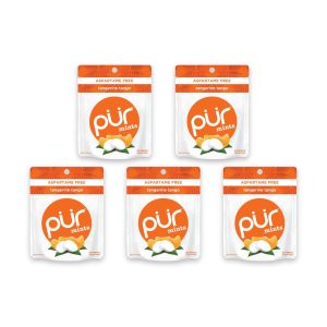 PUR Mints | Sugar Free Mints | 100% Xylitol | Vegan, Aspartame Free, Gluten Free & Diabetic Friendly | Natural Tangerine Tango Flavored Mints, 20 Pieces (Pack of 5)