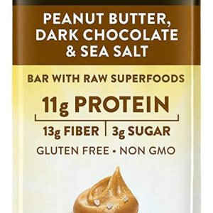 Peanut Butter Dark Chocolate & Sea Salt “New and Improved Glo” Vegan Protein Bars, 12g of Plant-Based Protein with Only 3g of Sugar, Pack of 36
