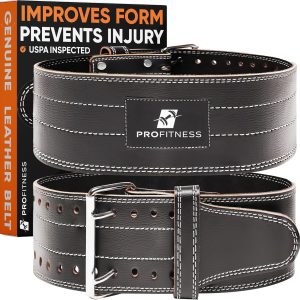 ProFitness Weight Lifting Belt (5mm Thick) – Leather Weight Lifting Belt for Women & Men – Functional Support Weight Belt – Gym Belt for Weightlifting, Powerlifting & Deadlifts | Adjustable Weightlifting Belt