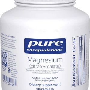 Pure Encapsulations Magnesium (Citrate/Malate) – Magnesium Supplement to Support Nutrient Utilization, Energy, Bones & Heart Health* – with Magnesium Citrate & Malate – 180 Capsules