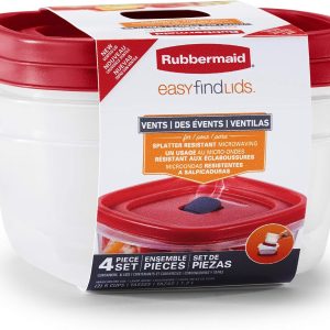 Rubbermaid Easy Find Vented Lids Food Storage Containers, 5-Cup 2Pk, red