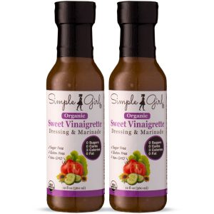 Simple Girl Organic Sweet Vinaigrette Sugar-Free Salad Dressing – 2 Bottles – 12 oz – Certified Organic – Kosher – Gluten Free – Vegan – Carb Free – Fat Free – Low Calorie Diet Friendly