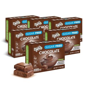 Simply Delish Instant Chocolate Pudding Mix – Plant Based Guilt Free Desserts – All Natural, Sugar Free, Non GMO, Gluten Free, Fat Free, Vegan, Keto Friendly – 1.7 Ounce (Pack of 6)