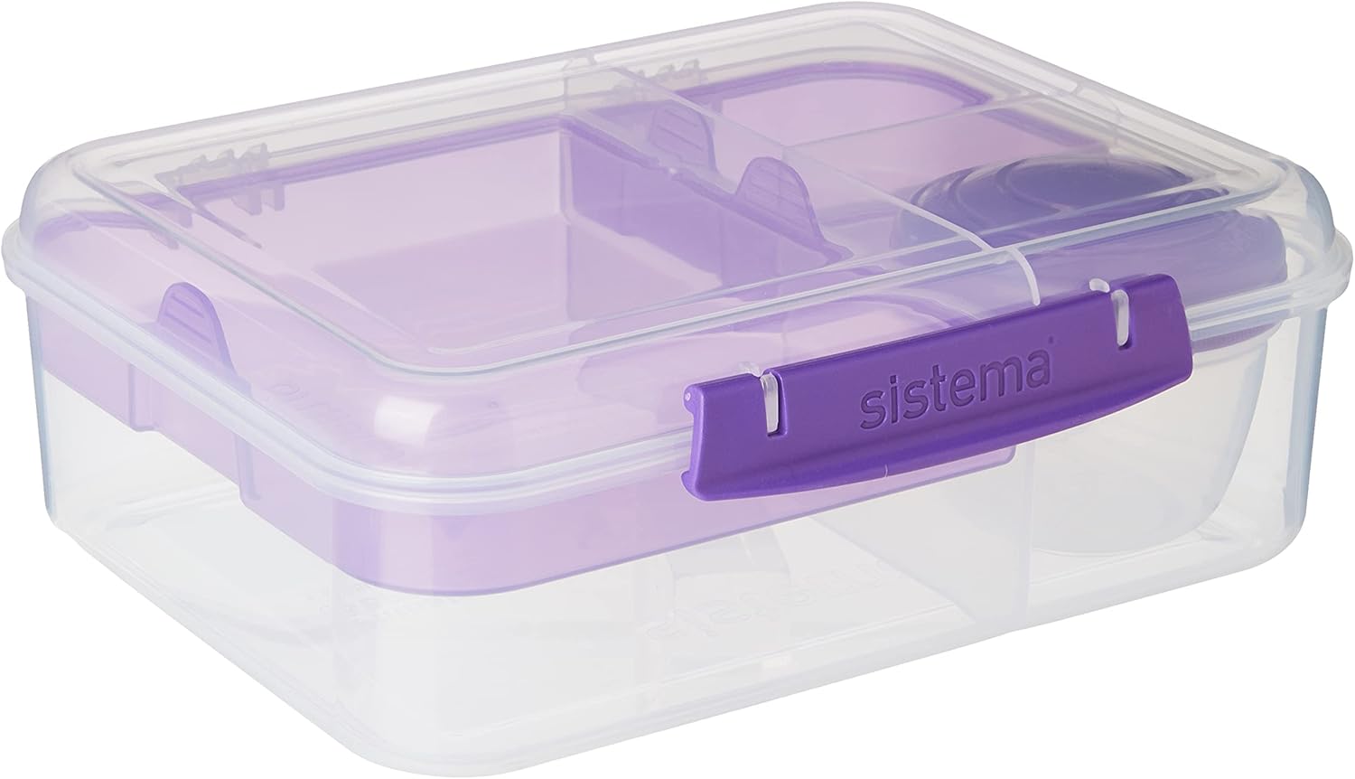 Sistema Bento Box Adult Lunch Box with 2 Compartments, Sandwhich,Salad Dressing Container,Dishwasher Safe,Color May Vary