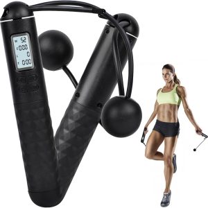 Skipping Rope with Counter, Cordless Jump Rope, Intelligent Timed Weighted Jump Rope, Adjustable Digital Counting Jump Ropes, Cordless Weighted Jump Rope for Lose Weight, Burn Calories