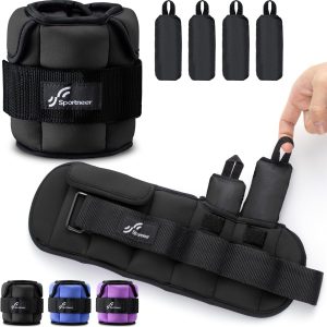 Sportneer Adjustable Ankle Weights for Women and Men：1 Pair 1 2 3 4 6 7 8 10 lbs Upgraded Easily Adjustable Leg Weight, Weighted Wrist Weight Strap for Gym, Fitness, Workout, Walking, Dancing