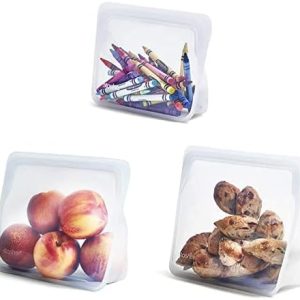 Stasher Silicone Reusable Storage Bag, Mini + Mid + Mega (Clear) | Food Meal Prep Storage Container | Lunch, Travel, Makeup, Gym Bag | Freezer, Oven, Microwave, Dishwasher Safe, Leakproof