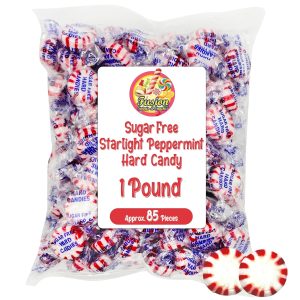 Sugar Free Peppermint Starlight Candy – 1 Pound Bulk Bag – Individually Wrapped Sugar Free Starlight Mints – Christmas & Holiday Peppermint Mints- Keto and Diabetic Friendly Sugarless Hard Candy
