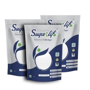 Sugarlif LOW GI Diet Sugar Diabetic Friendly Herbal Cane Sugar- Free From Chemicals, Artificial Sweetener Substitute Low Glycemic Index (GI) (1 Kg) PACK OF 3