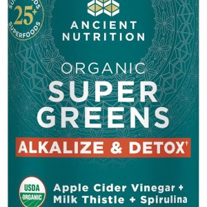 Supergreens Alkalize & Detox Powder by Ancient Nutrition, Organic Superfood Powder Made from Real Fruits, Vegetables and Herbs, for Digestive and Energy Support, 25 Servings, 7.5oz