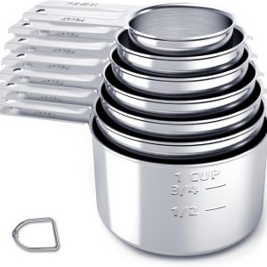TILUCK Stainless Steel Measuring Cups Set,Kitchen Gadgets for Cooking & Baking,Set of 7 (7, Sliver)