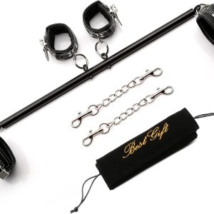 TMEOIIPY Pilates bar, Black Restore Pilates Spreader Bar with 4 Adjustable Strap, Exercise Guide, 4 Rings, Sports Aid Training Fitness Gear, Stretching Exercise Tools