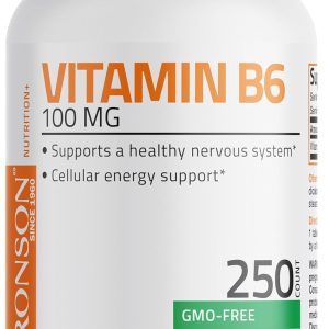 Vitamin B6 100 mg Premium Vitamin B6 Supplement – Promotes Protein Metabolism and Immune Function – 250 Tablets