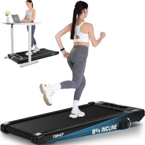 Walking Pad Treadmill Under Desk with Incline 2.5HP Portable Walking Treadmills Jogging Machine for Home 300lbs Max,LED Touch Screen,Remote Control,Mini Installation-Free