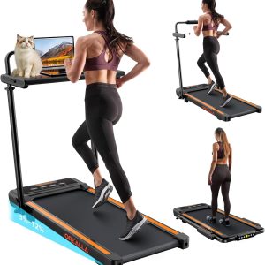 Walking Pad Treadmill with Incline, 3 in 1 Under Desk Treadmill 300lbs Capacity with Removable Desk Workstation, 3.5HP Compact Foldable Walking Treadmill for Home Office with Remote Control