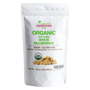 White Mulberries Dried Organic Bulk 2 Lbs Bag– 100% USDA Organic Certified – Sun Dried, Raw, Non GMO & Gluten Free – Product of Turkey