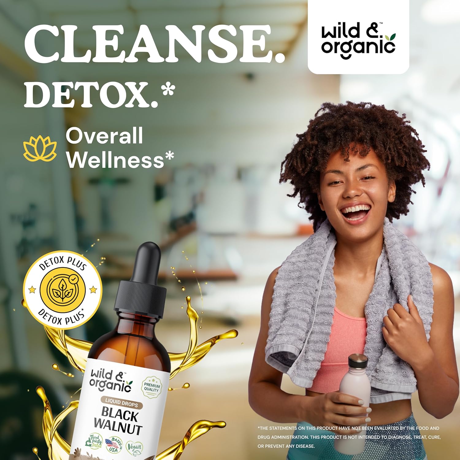 Wild & Organic Black Walnut Tincture - Cleanse Detox with Black Walnut Hull Extract - Herbal Supplement for Gut Detox Cleanse and Digestive Well-Being - Vegan, Sugar & Alcohol-Free - 2 fl oz - Image 2