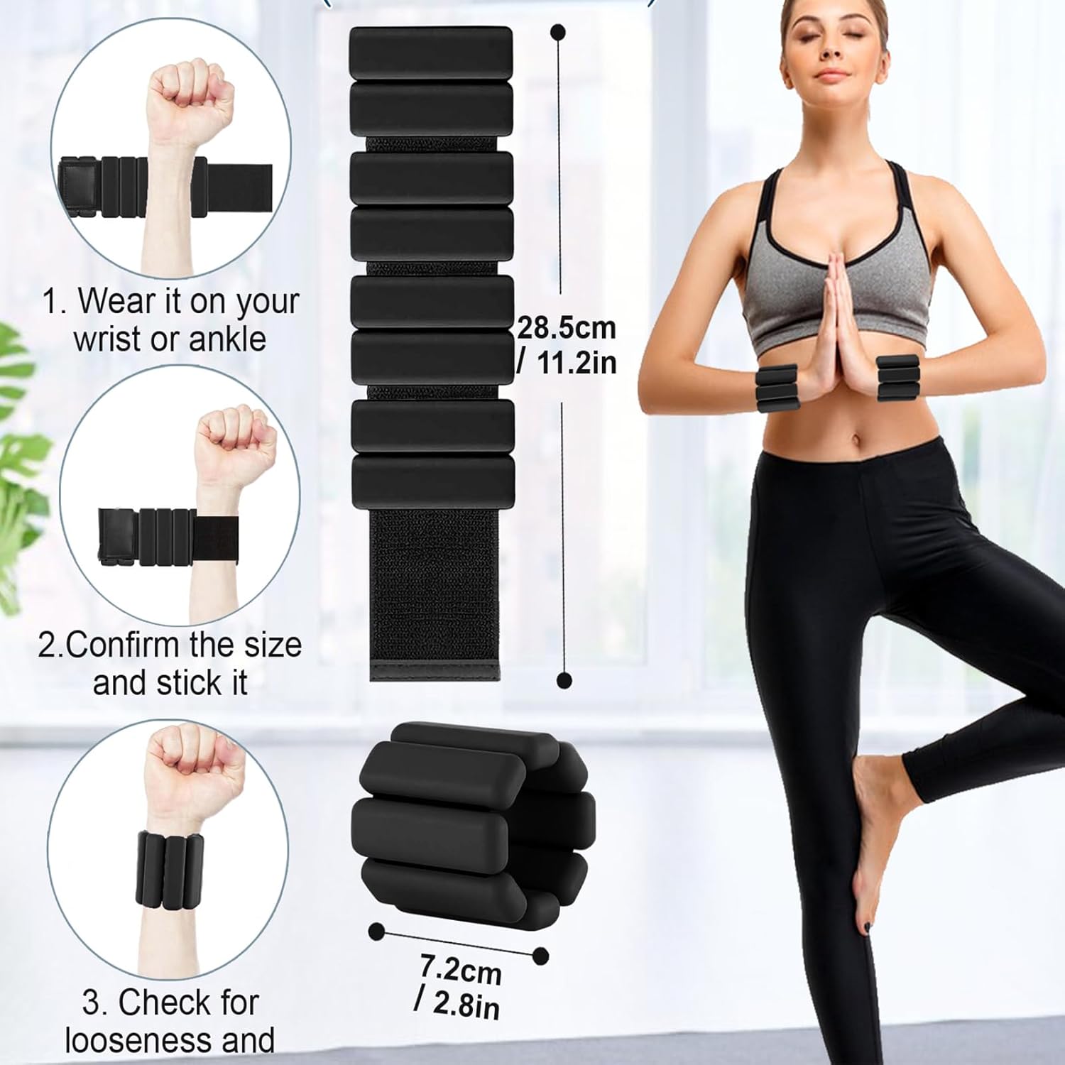 Wrist Weights for Women Set Of 2(1Lb Each),Adjustable Silicone Ankle And Wrist Weights for Women,Comfortable Fit, Strength Training Arm Weights for Walking,Yoga,Pilate,Dance,Gym,Workout,Running - Image 2