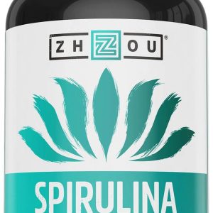 Zhou Nutrition Spirulina Tablets, Sustainably Grown in California, Nutrient-Packed Superfood, Vitamins, Vegan Protein, Amino Acids, Non-Irradiated, Gluten Free, Non-GMO, 30 Servings, 180 Count