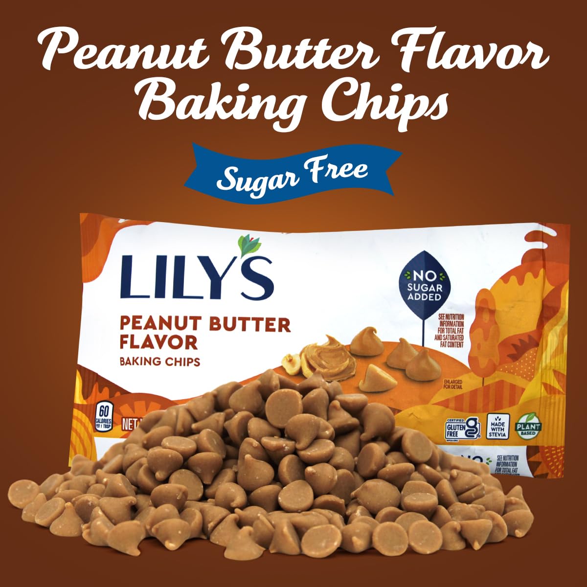 Sugar Free Peanut Butter Baking Chips, 3 Bags of Lily's Baking Chips 9oz Each, Delicious Baking Chips Without the Sugar, Perfect Peanut Butter Chips for Keto and Diabetic Friendly Recipes - Image 3