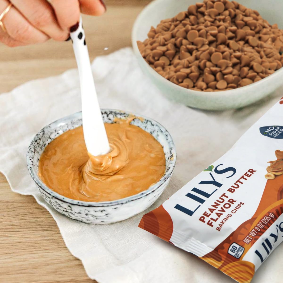 Sugar Free Peanut Butter Baking Chips, 3 Bags of Lily's Baking Chips 9oz Each, Delicious Baking Chips Without the Sugar, Perfect Peanut Butter Chips for Keto and Diabetic Friendly Recipes - Image 4