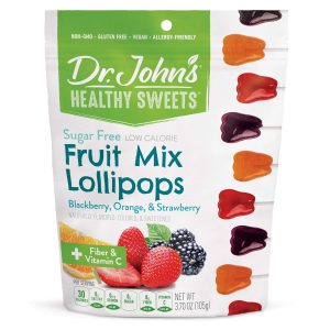 Dr. John’s Sugar Free Candy, Healthy Lollipops with Zero Sugar, Low Calorie Snacks, Keto Friendly Hard Candy Sweets, Mixed Fruit, 14 Count, 3.7 OZ