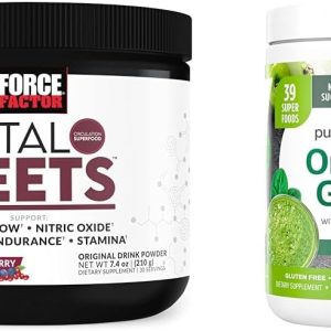Force Factor Total Beets Drink Mix Superfood Powder with Nitrates to Support & Greens Powder Smoothie Mix Purely Inspired Organic Greens Powder Superfood, Unflavored