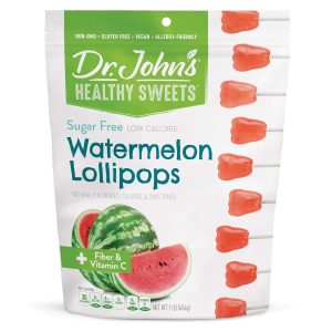 Dr. John’s Sugar Free Candy, Healthy Lollipops with Zero Sugar, Low Calorie Snacks, Keto Friendly Hard Candy Sweets, Watermelon Tooth, 60 Count, 1 LB