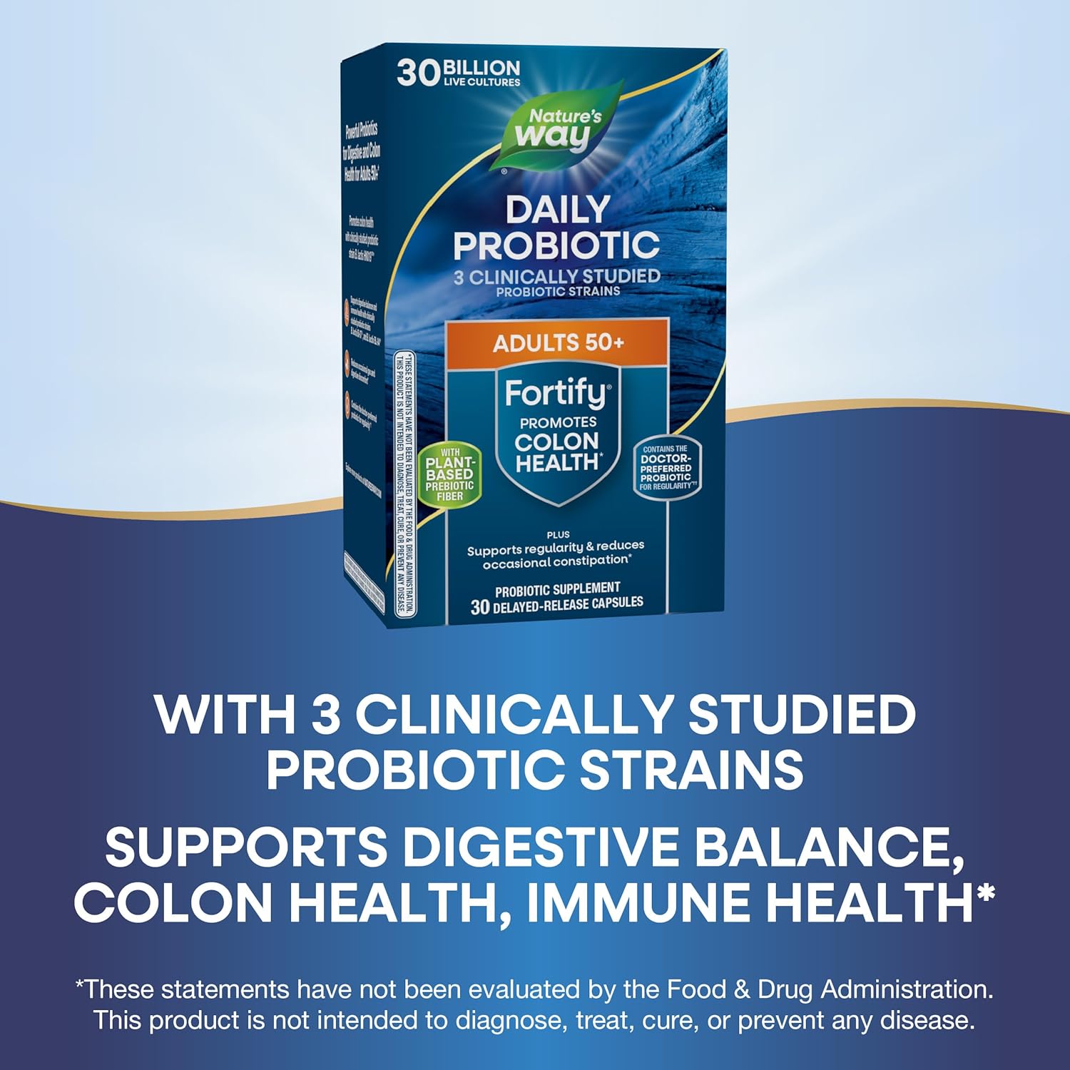 Nature's Way Fortify 50+ Daily Probiotic for Men and Women, 30 Billion Live Cultures, Colon, Digestive, and Immune Health Support* Supplement, 30 Capsules (Packaging May Vary) - Image 4