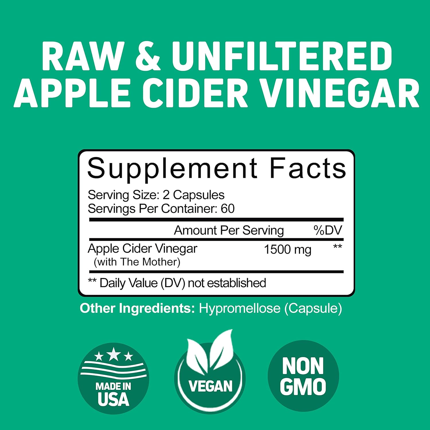 Herbtonics Raw Apple Cider Vinegar Capsules with Mother | Detox & Digestive Health Formula with GLP-1 Support | Unfiltered ACV for Metabolic Support | 120 Vegan Capsules - Image 7