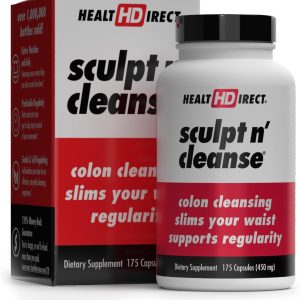 HEALTH DIRECT Sculpt n’ Cleanse – Herbal Colon Cleanse for Digestive Health & Regularity – Natural Detox & Gut Flush Supplement – 175 Veggie Capsules