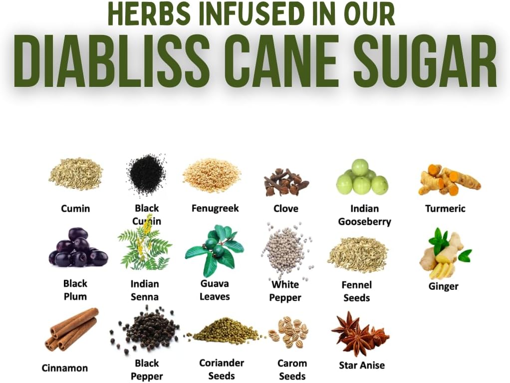 Diabetic Friendly Herbal Cane Sugar - Free from Chemicals/Artificial Sweeteners - Low Glycemic Index (GI) - 1Kg Reusable Jar (1) - Image 3