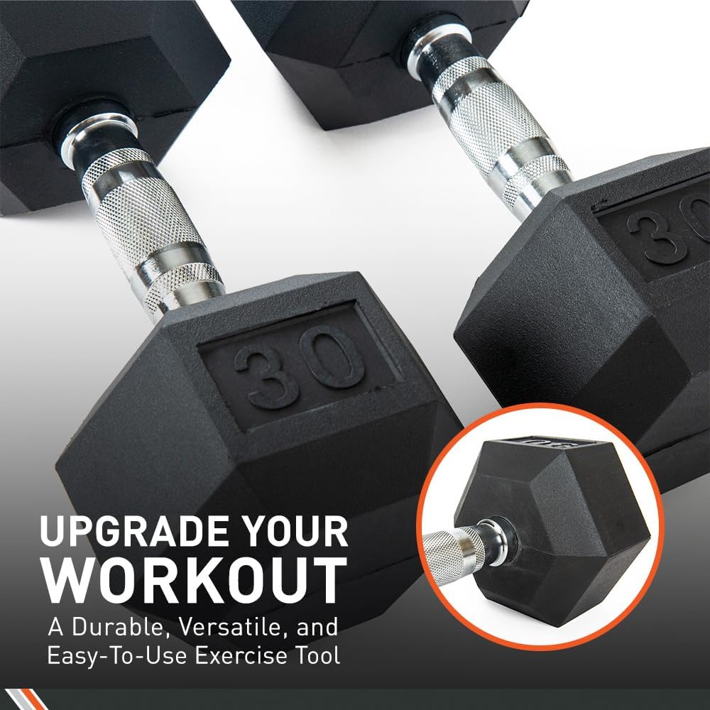 Body Sport Rubber Encased Hex Dumbbell Weight, Pair – Dumbbells for Exercises – Strength Training Equipment – Home Gym Accessories – Weight Training - Image 5