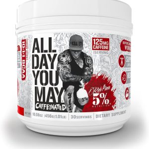 5% Nutrition Rich Piana AllDayYouMay Caffeinated BCAA Energy Powder | Premium Pre Workout Amino Energy & Electrolytes | Hydration, Endurance & Recovery | 16.08 oz, 25 Servings (Fruit Punch)