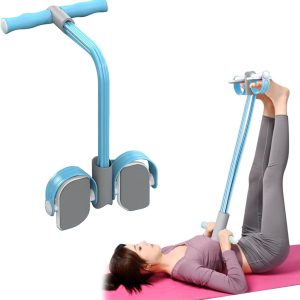 Abdominal Trainer, Sit-Up Training Equipment, 6 Tubes Fitness Elastic Pull Rope, Tension Rope Pull Up Pilate Foot Pedal Resistance Band Workout Tool Ab Shaper