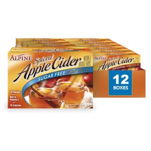 Alpine Sugar Free Spiced Apple Cider Instant Drink Mix, Rich in Vitamin C and Low Calorie, 0.14 Oz Pouch (Pack of 120)