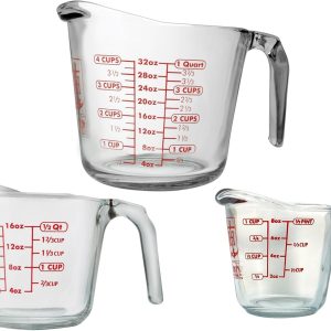 Anchor Hocking Glass Measuring Cups, 3 Piece Set (1 Cup, 2 Cup, 4 Cup liquid measuring cups)