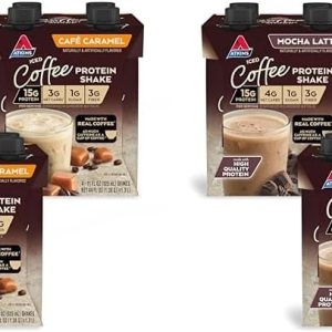 Atkins™ Café Caramel Iced Coffee Protein Shake & Mocha Latte Iced Coffee Protein Shake, 15g Protein, Low Glycemic, 4g Net Carb, 1g Sugar, Keto Friendly.