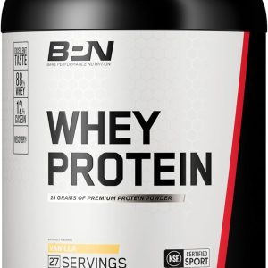 BARE PERFORMANCE NUTRITION, BPN Whey Protein + Casein Protein Powder Blend, Vanilla, 25g Protein per Serving Supports Lean Muscle Recovery, 27 Servings, Third Party Tested
