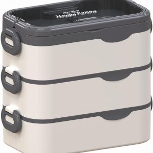 Bento Box Adult Lunch Box, Stackable 3 Layers Large Capacity Lunch Containers, Microwave and Dishwasher Safe Food Grade Containers with Utensils, Dividers and Sauce Boxes for Men, Women, Kids