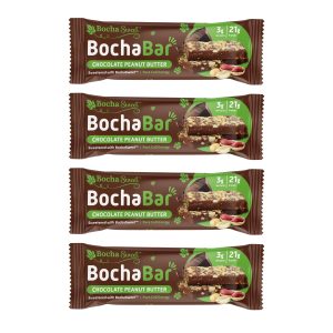BochaSweet Keto Protein Bar, Chocolate Peanut Butter BochaBar, 21g Grass Fed Collagen, Low Carb, Keto-Friendly, Gluten Free, 4 Count