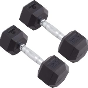 Body Sport Rubber Encased Hex Dumbbell Weight, Pair – Dumbbells for Exercises – Strength Training Equipment – Home Gym Accessories – Weight Training