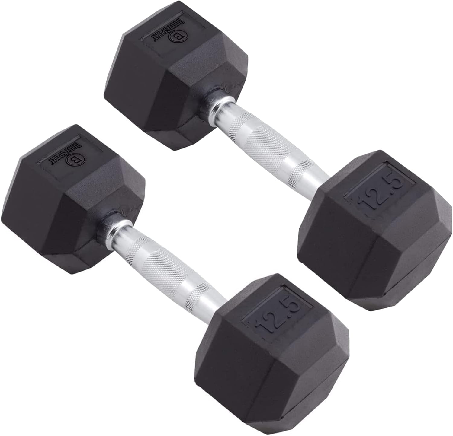 Body Sport Rubber Encased Hex Dumbbell Weight, Pair – Dumbbells for Exercises – Strength Training Equipment – Home Gym Accessories – Weight Training