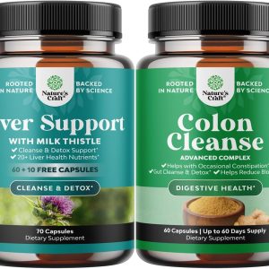 Bundle of Liver Cleanse Detox & Repair Complex and Colon Cleanser & Detox – Herbal Liver Support Supplement with Silymarin Milk – Lactobacillus Acidophilus Probiotic Supplement Body Cleanse