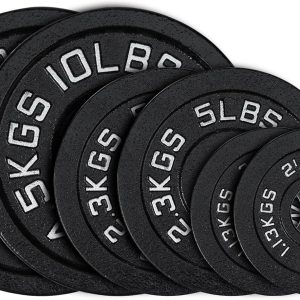 Cast Iron 2-Inch Olympic Weight Plates Set for Strength Training, Barbell Free Weight Plate Set for Weightlifting in Home Gym, Multiple Sizes From 2.5LB to 40LB