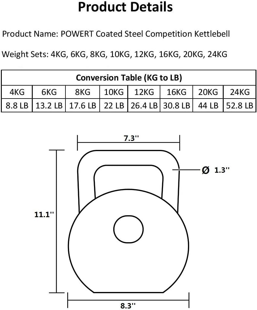 Competition Kettlebell|Premium Quality Coated Steel|Ergonomic Design|Great for Weight Lifting Workout & Core Strength Training& Muscle Building|Color Coded|Single - Image 2