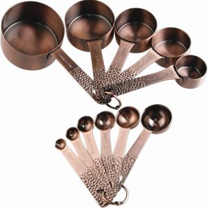 Copper & Stainless Steel Measuring Set – 5 Cups & 6 Spoons